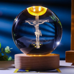 Luz Noturna Jesus 3D em Bola de Cristal - loja online