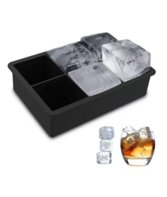 Forma de Silicone 6 Cubos Top Gelo Cubo Grande Drink Whisky Cor Preto - CasaPopular