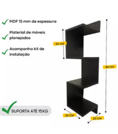 Estante De Canto de Parede Organizar Livros Preto MDF na internet