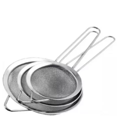 Kit Peneira Aço Inox Malha Fina Utensílio Cozinha E Coador