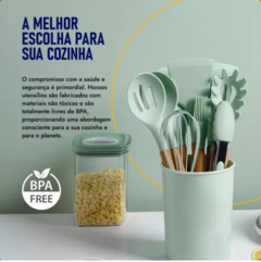 Kit 12 Utensílios De Cozinha Em Silicone E Cabo De Madeira na internet