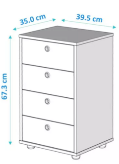 Gaveteiro 4 Gavetas Escritório Quarto Classic Moveis Barboza - CasaPopular