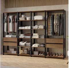 Guarda-roupa Closet Modulado Valencia 258cm Madesa Rp 2 Cor Rustic/Preto