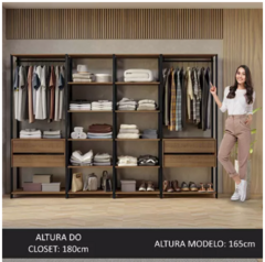 Guarda-roupa Closet Modulado Valencia 258cm Madesa Rp 2 Cor Rustic/Preto na internet