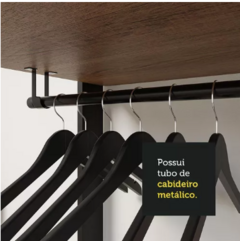 Guarda-roupa Closet Modulado Valencia 258cm Madesa Rp 2 Cor Rustic/Preto - comprar online