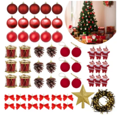 Kit com 56 Enfeites para Decoração de Árvore de Natal