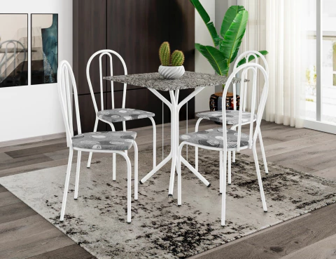 Mesa de jantar Thais tampo em Granito com 4 cadeiras - comprar online
