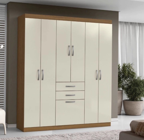 Guarda Roupa Cancún 7 Portas 2 Gavetas - Oferta Distribuidora