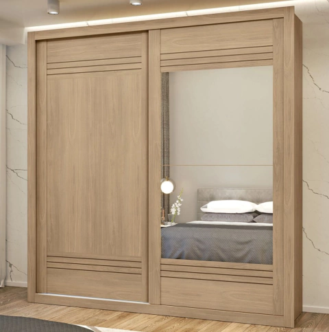 Guarda Roupa Tripoli 2 Portas 4 Gavetas com Espelho 100% Mdf