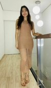 Vestido Midi Tricot no Modal com Detalhes de Furinhos