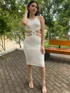 Vestido Borboleta Midi Tricot Modal Rendado