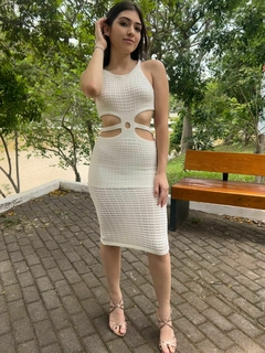 Vestido Borboleta Midi Tricot Modal Rendado