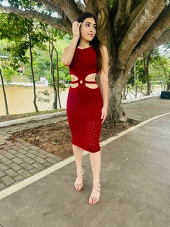 Vestido Borboleta Midi Tricot Modal Rendado - loja online