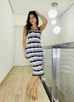 Vestido Tricot no Modal de Alcinha com Listras Estilo Tubinho na internet