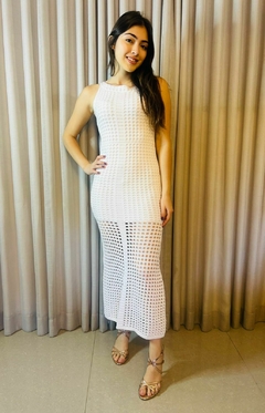 Imagem do Vestido Midi Tricot no Modal com Detalhes de Furinhos