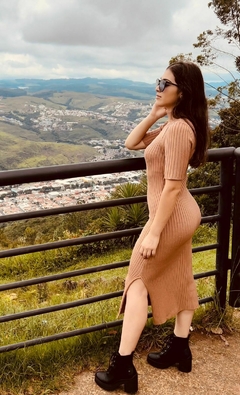 Vestido Canelado Gola Alta 2325