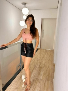 Blusa Cropped Top Cordão Tricot 410 na internet