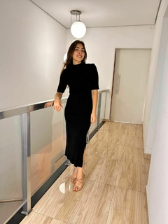 Vestido Canelado Gola Alta 2325
