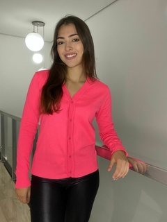 Casaco Tricot Liso Botões casaquinho Básico Elastano de Botão Blusa de Frio Feminina - 608 - loja online