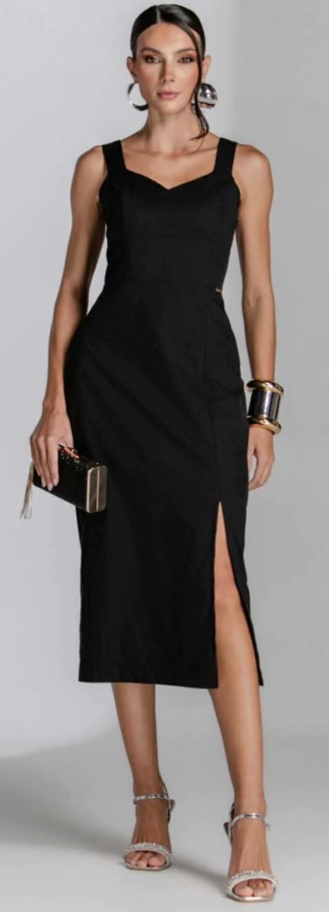 Vestido Tricoline preto