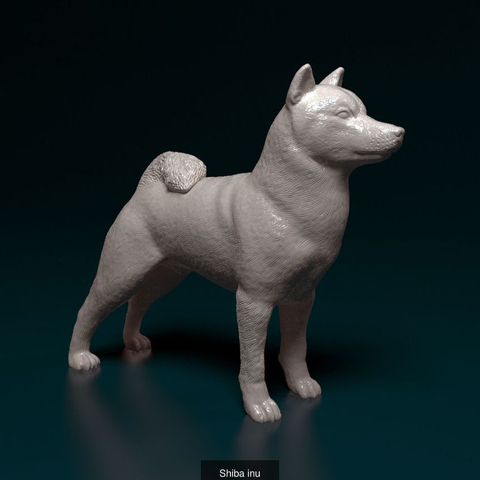 Miniatura Shiba Inu - Pintura Personalizada ou Cor única - Estátua de Cachorro Impressão 3D