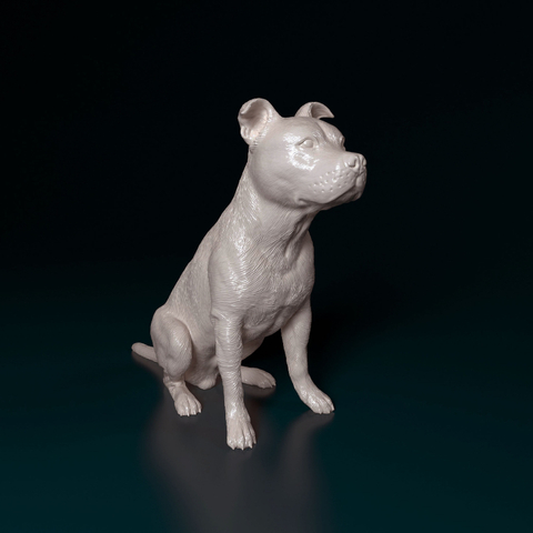 Miniatura Staffordshire Bull Terrier - Pintura Personalizada ou Cor única - Estátua de Cachorro Impressão 3D