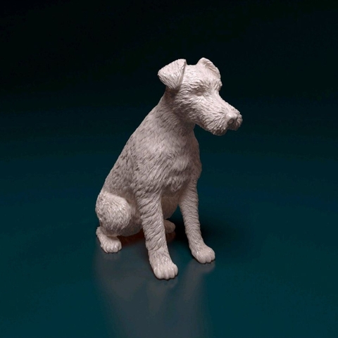 Miniatura Wire Fox Terrier - Pintura Personalizada ou Cor única - Estátua de Cachorro Impressão 3D