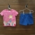 Conjunto blusa rosa e shorts azul - comprar online