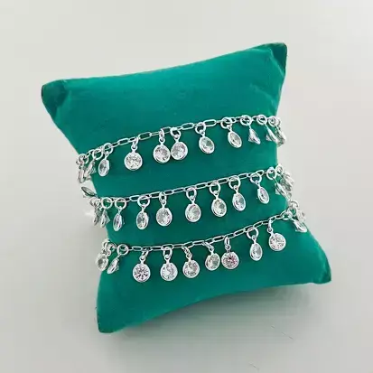 Pulseira de Prata 925 Pingentes Ponto de Luz (18cm + Extensor 1cm) - comprar online