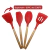 Kit Utensílios de Cozinha 12Pçs - Silicone e Cabo de Madeira - Vermelho / Madeira na internet
