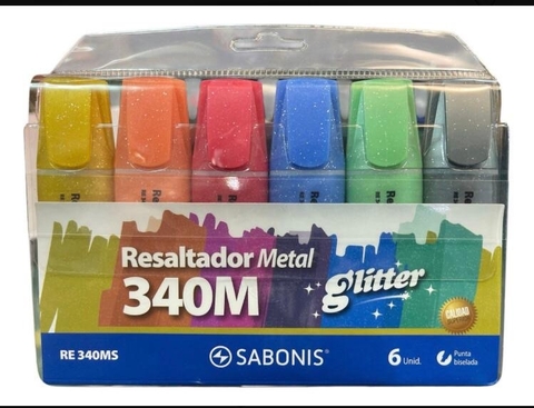 Resaltador Metal con Glitter X6