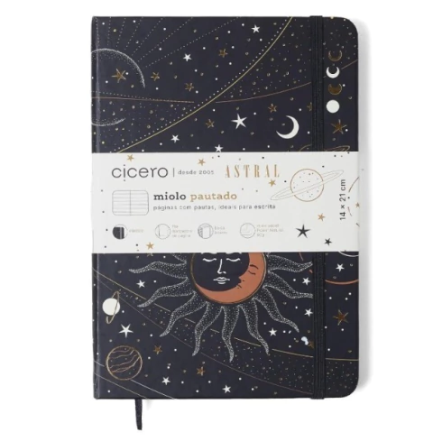 Caderneta Astral Pautado 14X21 Eclipse Preto - Cicero