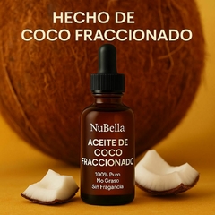 Aceite de Coco Fraccionado 100% Puro NuBella – Para Cabello, Piel, Masajes y Aromaterapia – Botella de Vidrio con Gotero 50ml – No Graso, Rápida Absor - comprar en línea