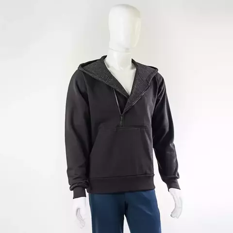 Blusão Moletom Felpado Gola Transpassada com Capuz Unissex - Preto - comprar online