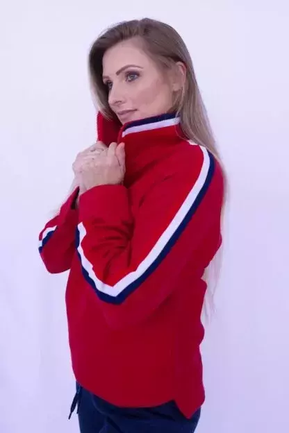 Blusão Moletom Felpado Listras - Vermelho