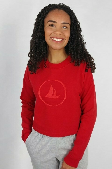 Cropped Moletom Felpado Aplicação Bordado Feminino - Vermelho - comprar online