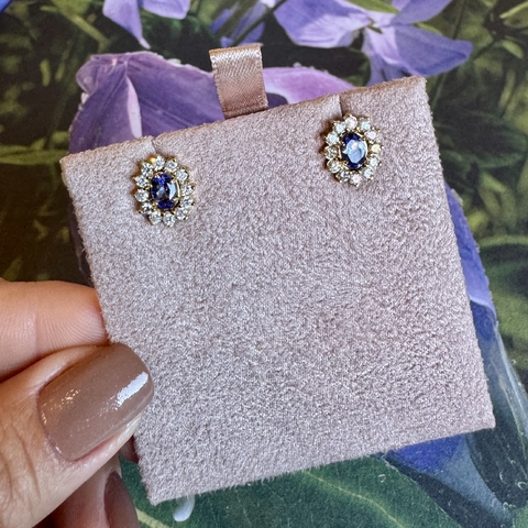 Brinco em Ouro 18k Diamantes e Tanzanita