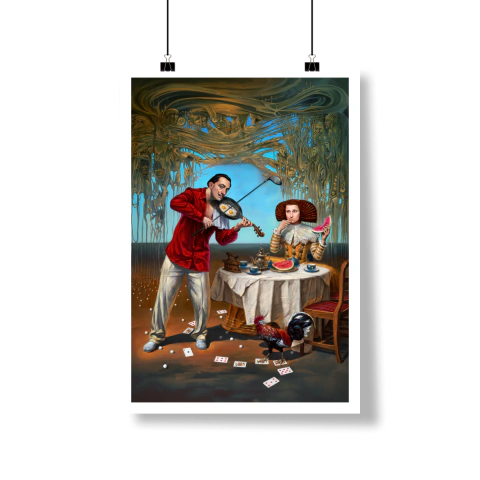 Poster Retrato Salvador Dalí & Monalisa "Surrealismo à Mesa"