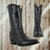 Bota Oval Avestruz Negro