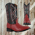 Bota Oval Avestruz Rojo