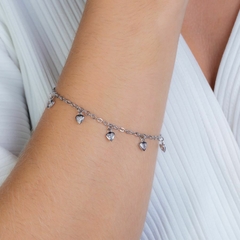 Pulseira Corações Cravejados Aço Inoxidável - comprar online