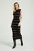 VESTIDO TRICOT LONGO PRETO / BEGE ESCURO P-MY PLACE