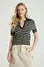 BLUSA POLO LISTRAS PRETO / AVEIA M- MY PLACE