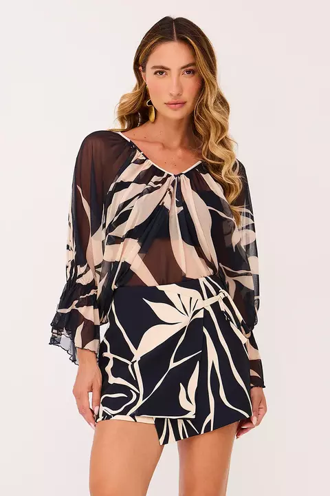 BLUSA AMPLA COM DECOTE V C0416G- CHARRY