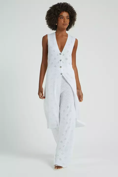 CALCA TRICOT PONTO DETALHADO BRANCO G- MY PLACE