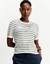 T-SHIRT TRICOT BASICO LISTRADA BRANCO/MARINHO- SHOULDER