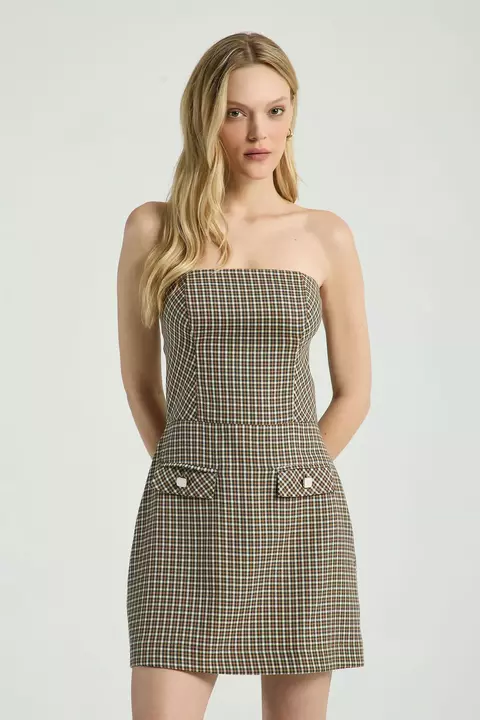 VESTIDO TQC MINI XADREZ PRETO P- MY PLACE