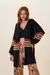 CARDIGAN LISTRAS PELO TRICOT PRETO M-MY PLACE