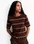 T-SHIRT TRICOT DETALHE LISTRAS CAFE - SHOULDER na internet