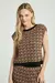 BLUSA TRICOT PONTO DETALHAD BEGE ESCURO / PRETO M- MY PLACE